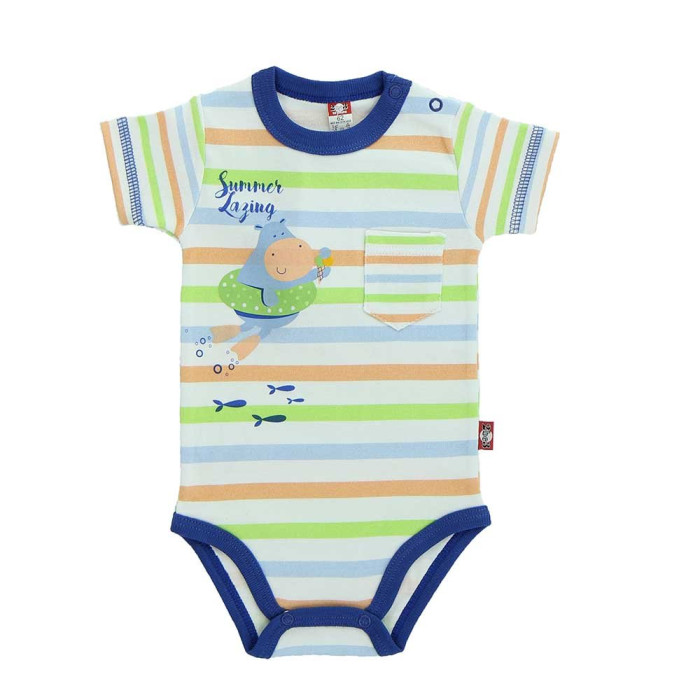 Striped bodysuit with blue details 