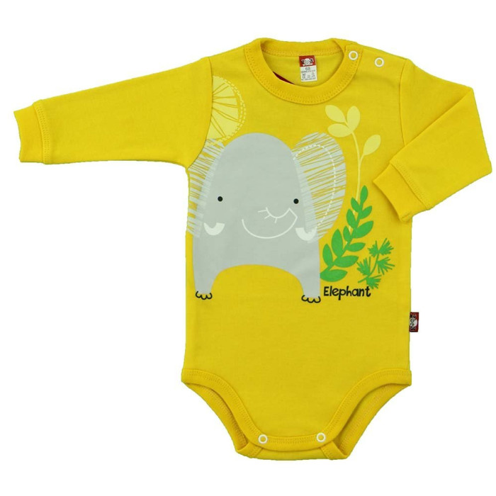 Long-sleeve yellow baby bodysuit „Drambliukas“