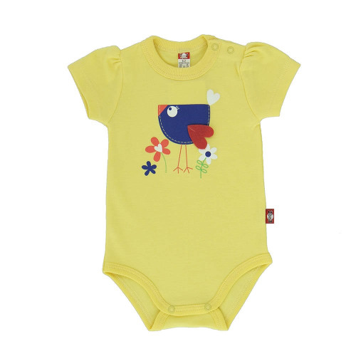 Yellow baby bodysuit „Smalsus little bird“