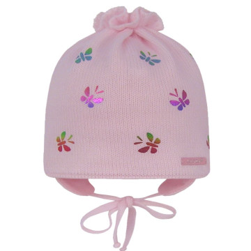 Pink baby hat „Drugelis“