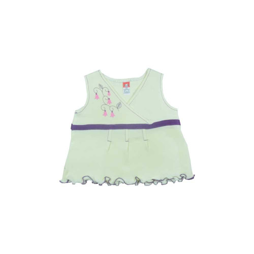 Cream dress with a violet ribbon