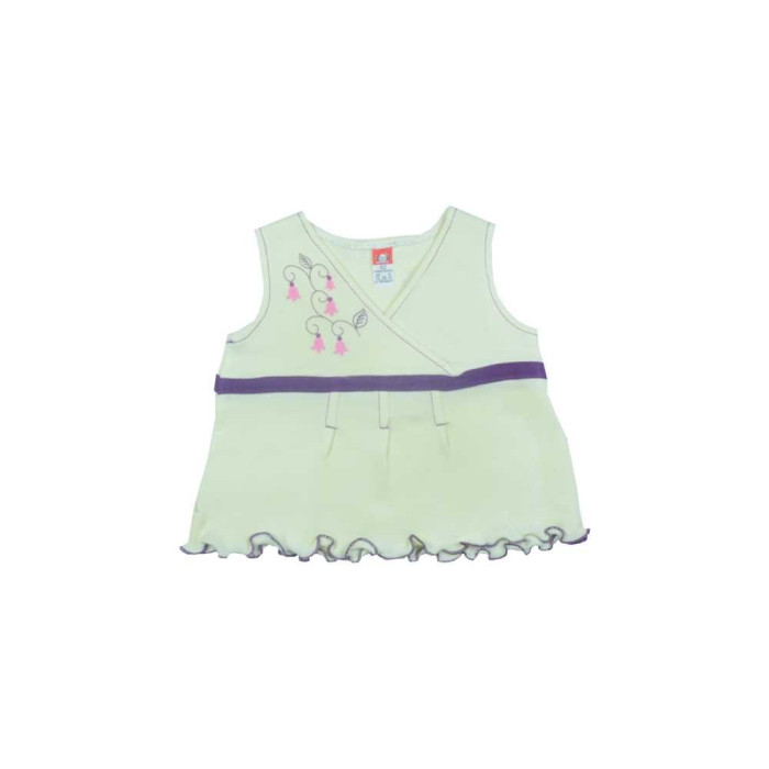 Cream dress with a violet ribbon