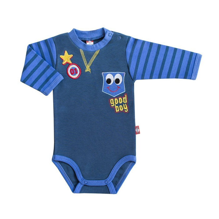 Blue romper with striped sleeves „Kids League“