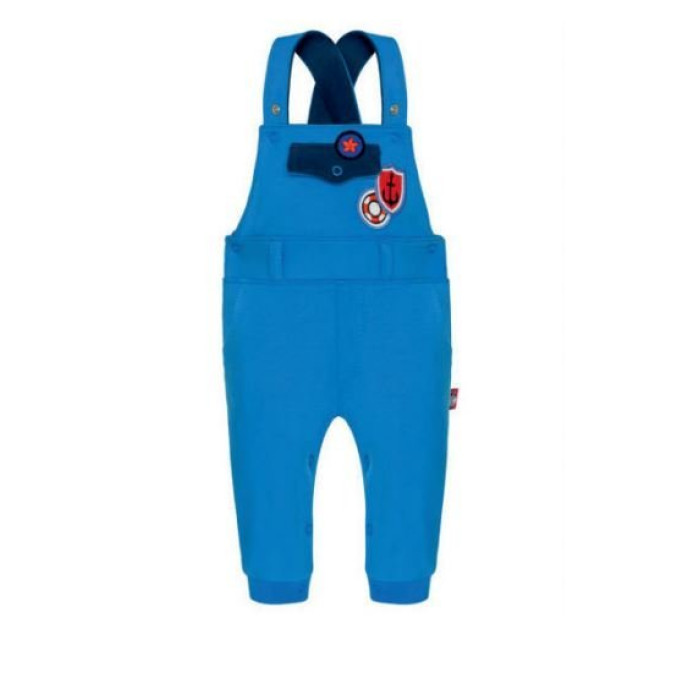 Blue pants with suspenders