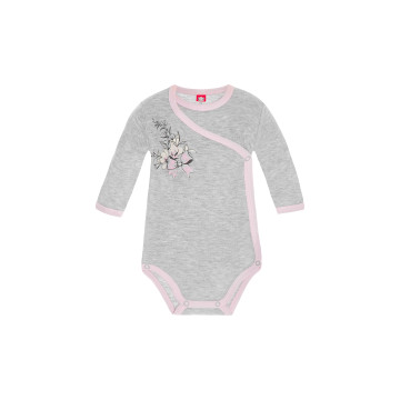 Grey baby bodysuit with side fastening „Little Flowers“