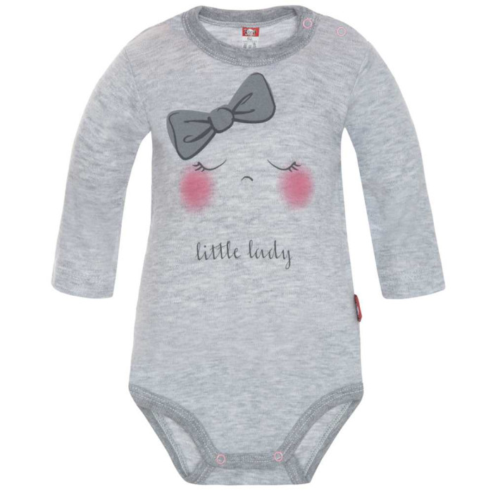 Long-sleeve grey baby bodysuit