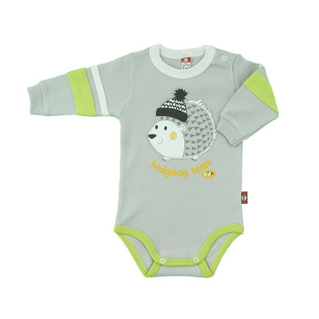 Long-sleeve grey baby bodysuit „Little Hedgehog“