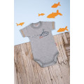 Short-sleeve grey baby bodysuit „Beach“