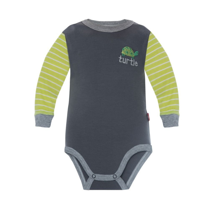 Gray romper with green sleeves „Little Turtle“