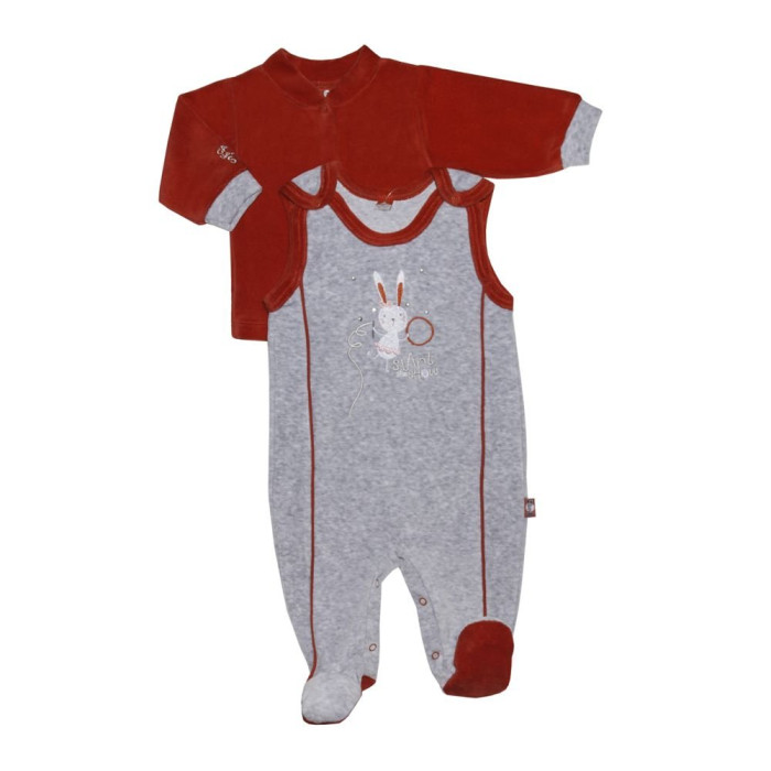 Gray velvet t-shirt and romper set