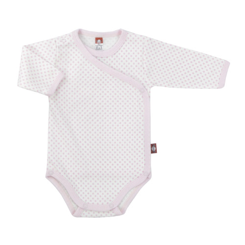 Pink baby bodysuit with side fastening