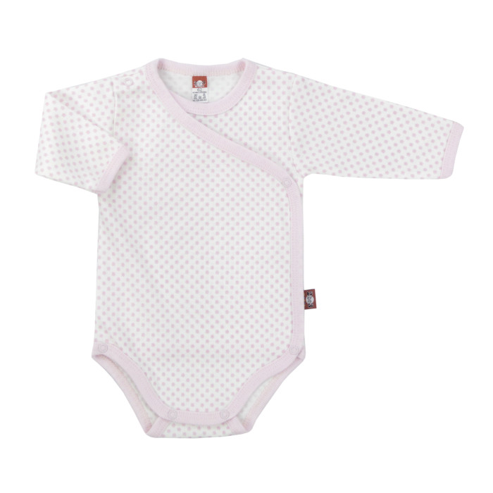 Pink baby bodysuit with side fastening