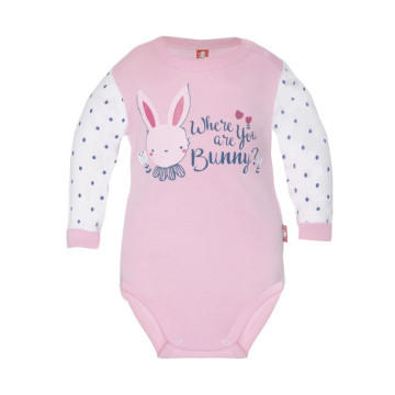 Long-sleeve pink baby bodysuit „Little Bunny“