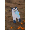 Sleeveless rompers „Dinozauras“ with blue dinosaur applique