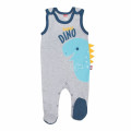 Sleeveless rompers „Dinozauras“ with blue dinosaur applique