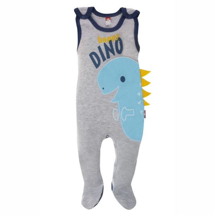 Sleeveless rompers „Dinozauras“ with blue dinosaur applique