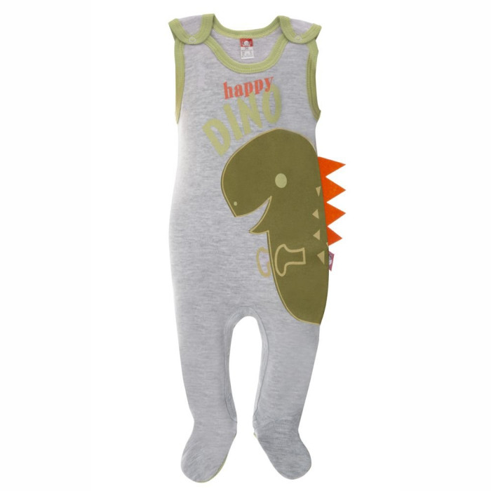 Sleeveless rompers „Dinozauras“ with green dinosaur applique