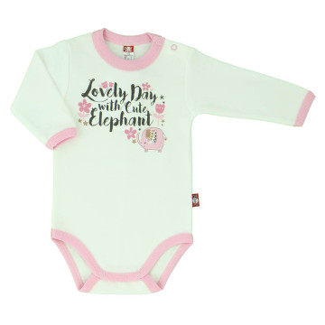 Long-sleeve sand-coloured baby bodysuit „Drambliukas“