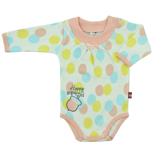 Sand colored bodysuit with bubbles, decorated with a nut application "Little Heart"