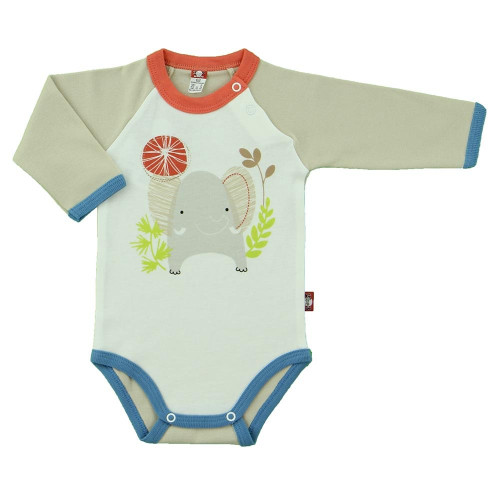 Sand colored bodysuit with elephant application "Little Elephant"