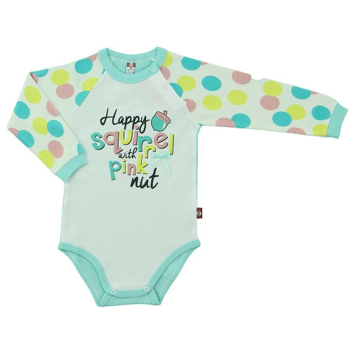 Sand colored bodysuit with blue trims "Little Heart"