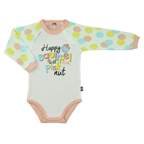 Sand colored bodysuit with orange trims "Little Heart"
