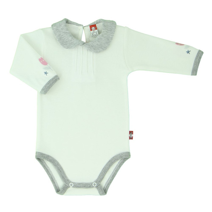 Sand-coloured grey baby bodysuit „Drambliukas“