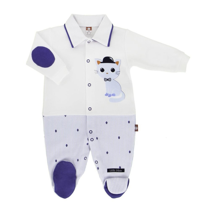 Stylish bodysuit with a blue kitten application 