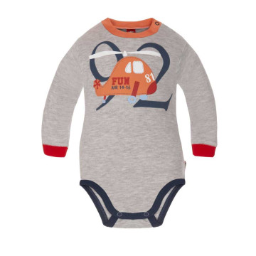 Light grey baby bodysuit „Helicopter“