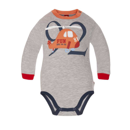 Light grey baby bodysuit „Helicopter“