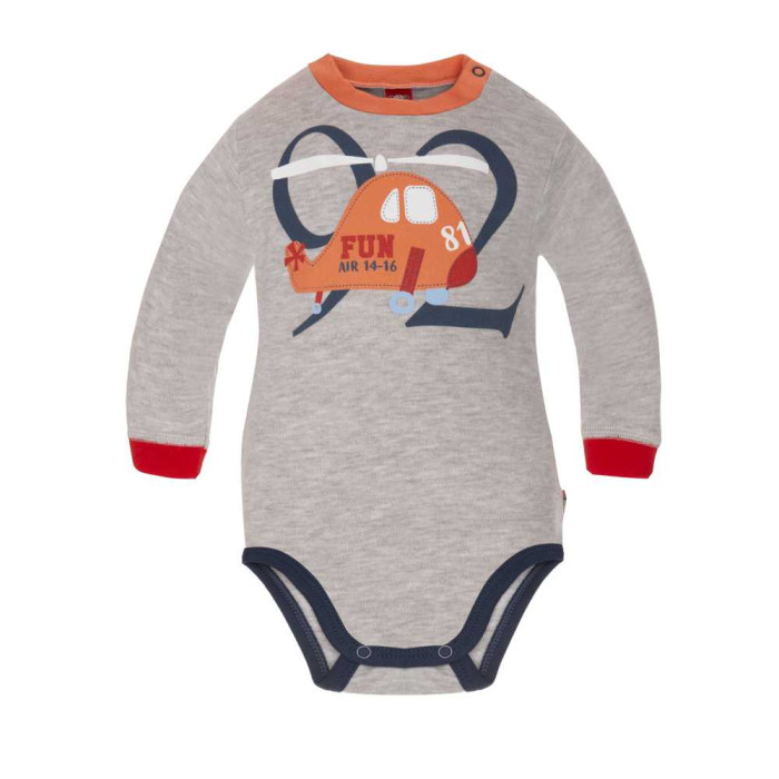 Light grey baby bodysuit „Helicopter“