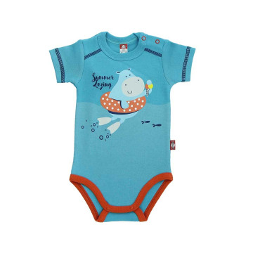 Dark blue baby bodysuit „Begemotukas“