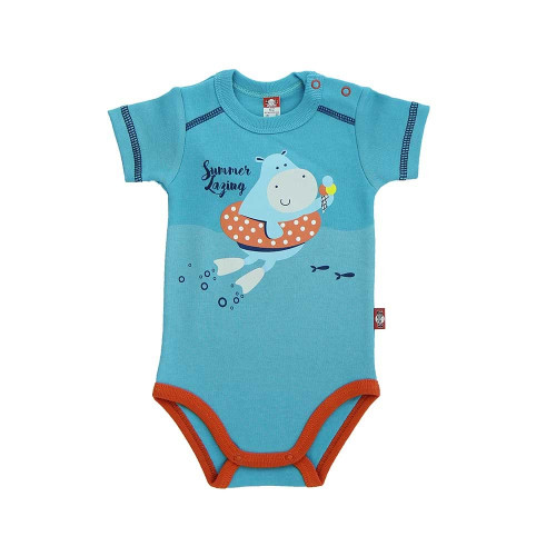 Dark blue baby bodysuit „Begemotukas“