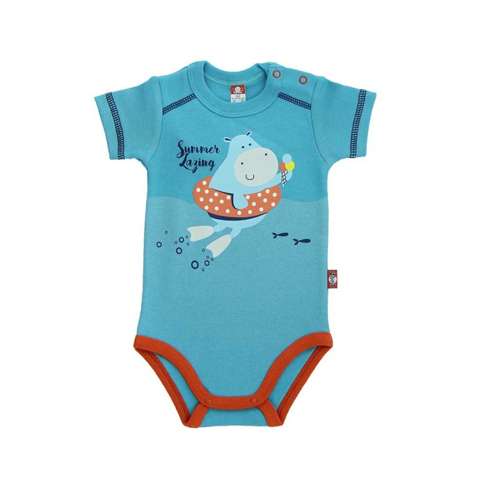Dark blue baby bodysuit „Begemotukas“