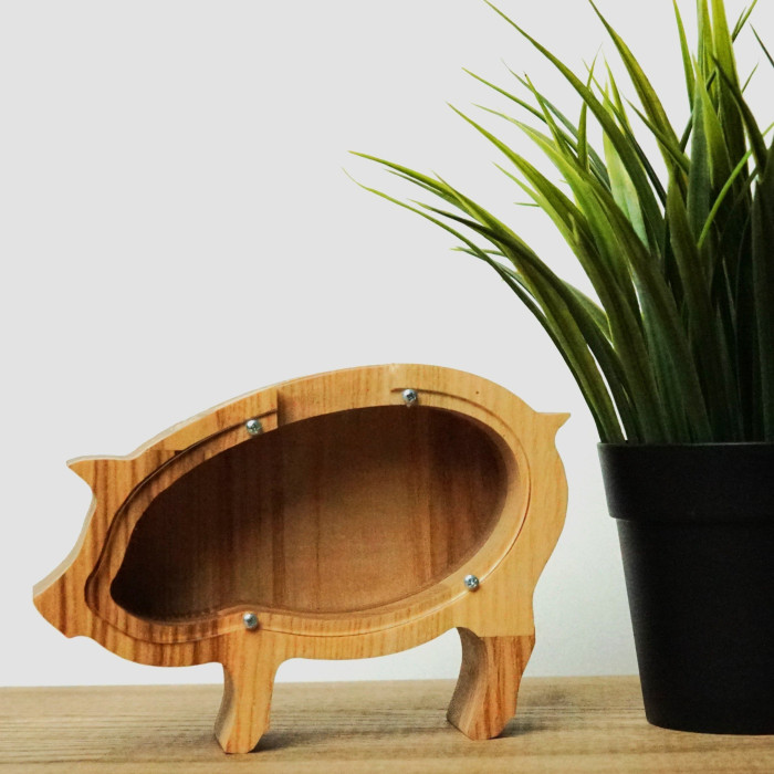 Small Wooden Piggy Bank