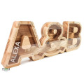 Wooden Double Couple Piggy Bank (A-Z, engraving)