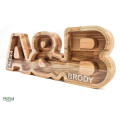 Wooden Double Couple Piggy Bank (A-Z, engraving)