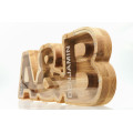 Wooden Double Couple Piggy Bank (A-Z, engraving)