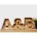 Wooden Double Couple Piggy Bank (A-Z, engraving)