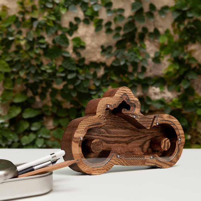 Wooden Motorcycle-Shaped Piggy Bank