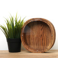 Wooden Circle Piggy Bank (Brown, Engraving)