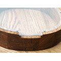 Wooden Circle Piggy Bank (Brown, Engraving)