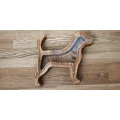 Wooden Dog Piggy Bank (Brown, Engraving)