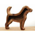 Wooden Dog Piggy Bank (Brown, Engraving)