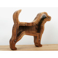 Wooden Dog Piggy Bank (Brown, Engraving)