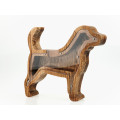 Wooden Dog Piggy Bank (Brown, Engraving)