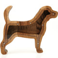 Wooden Dog Piggy Bank (Brown, Engraving)