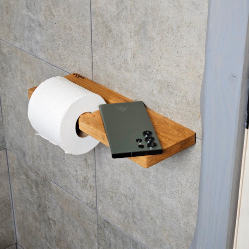 Wooden Toilet Paper Holder with Shelf