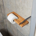 Wooden Toilet Paper Holder with Shelf and Phone Slot