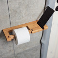 Wooden Toilet Paper Holder with Shelf and Phone Slot